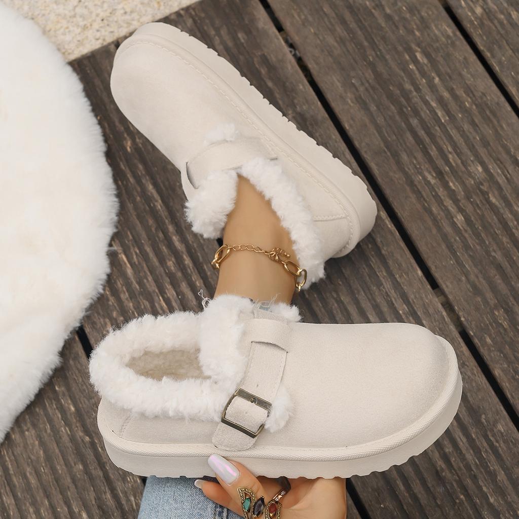 Fashion New Winter Retro Women Snow Warm Suede Leather Lazy Loafers Boots Shoes Woman Lady Female Flat Bottine Botas Warm Boots