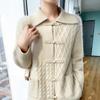 Women's Chinese-Style Retro Wool Cardigan with Frog Buttons – Loose-Fit Knitwear Sweater Coat
