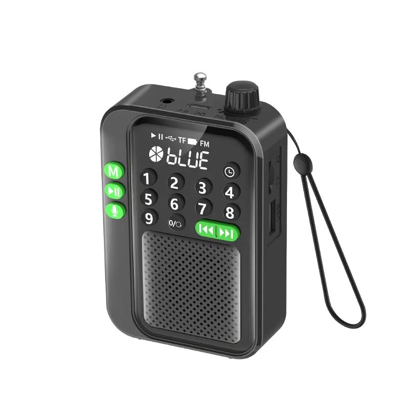 

Мини карманный FM-радиоприемник с высокой чувствительностью, беспроводной Bluetooth-динамик со светодиодным дисплеем, функцией записи и таймером сна чёрный
