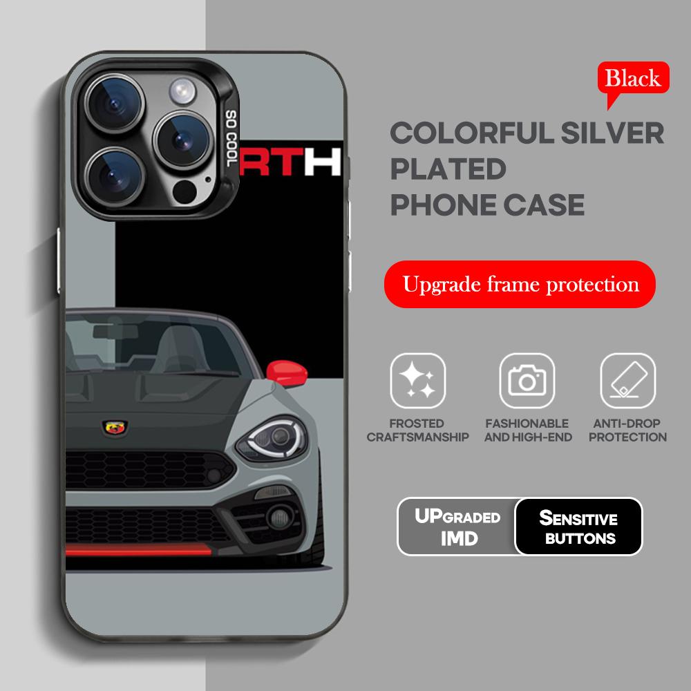 A-ABARTHes Italy Phone Case Black IMD Colorful Silver Suitable Case for iPhone 17 16 E 15 14 13 12 11 XS Pro Max