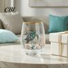 Artistic Kitchen Tableware Hummingbird Joy Tea Cup, Colorful Animal Tumbler, Floral Glass Ritual Sense Drinkware Golden Rim, Water for Coffee