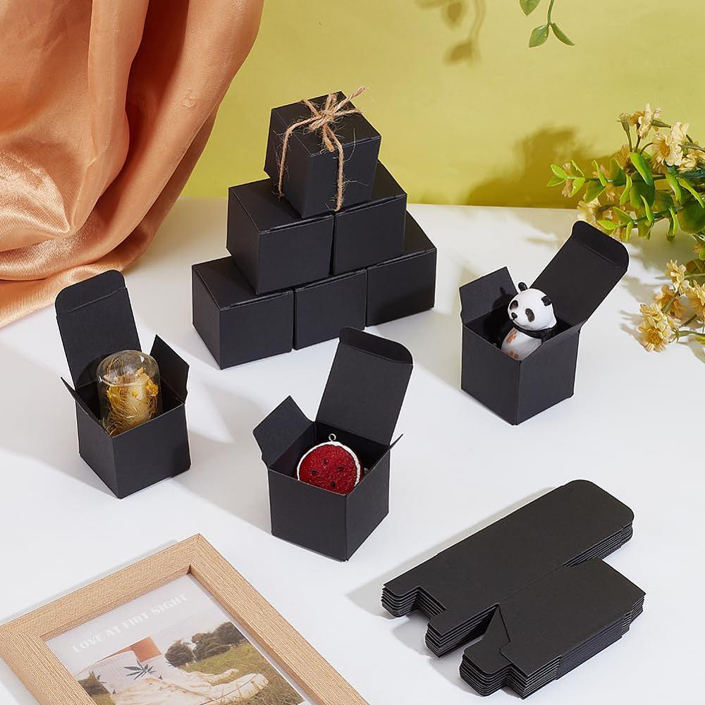 3sets Cardboard Paper Packaging Boxes Square Black 4x4x4cm 10pcs/set