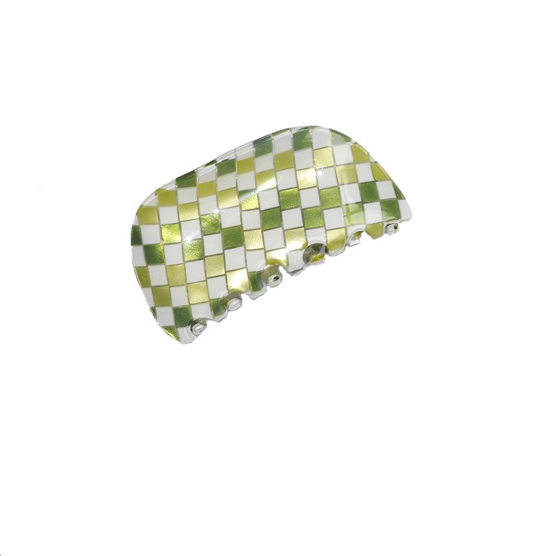 

Клетчатая ацетатная французская заколка-краб для волос - Элегантный аксессуар для прически зелёный