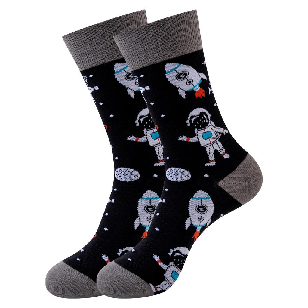 5 paia di calzini a metà polpaccio: calzini alla moda stile astronauta a tema spaziale – calzini da uomo unici, alla moda, trendy e casual