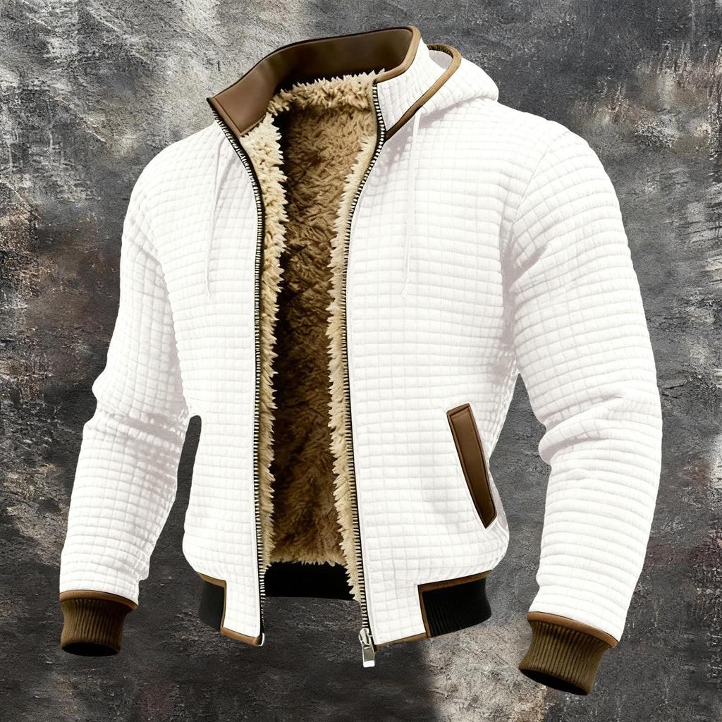 Men's European & American Velvet Thick Knit Hooded Jacket - Autumn & Winter