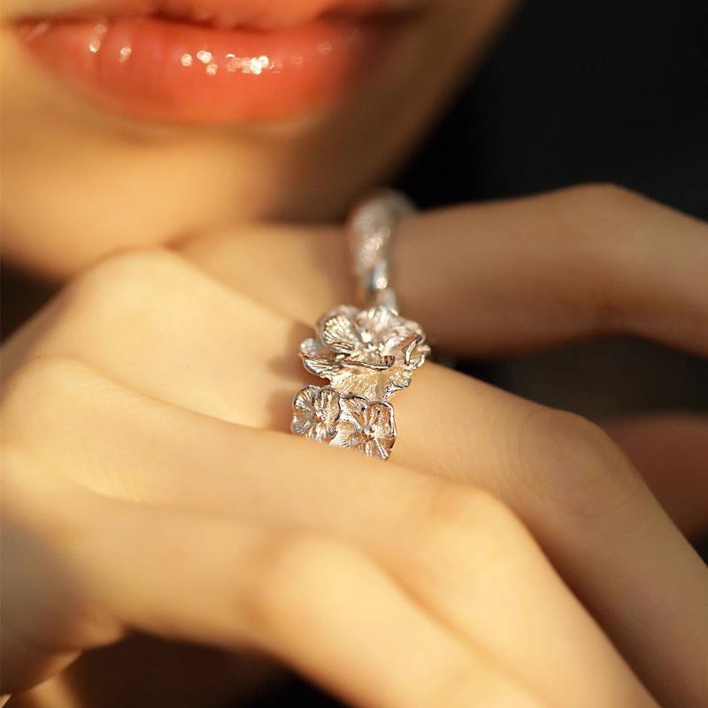 VENTFILLE 925 Sterling Silve Flower Ring for Women Girl Gift Gardenia Flower Personality Retro Opening Jewelry Dropshipping