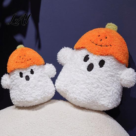 Fluffy Decorative Throw Pillow Pumpkin Ghost Plush Doll Soft Stuffed Toy for Halloween Decoration Spooky Cute Room Decor Pillow Holiday Gift