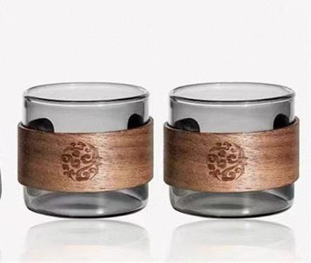 500ml Anti Scalding Wooden Holder Hand-brewed Glass Coffee Pot Ice Coffee Sharing Pot Hand Brewing Coffee Bariata Tool