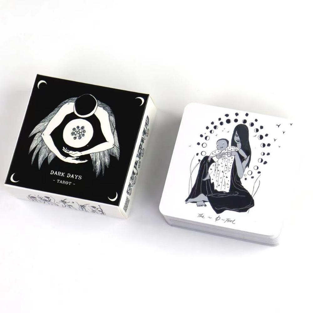 Dunkle Tage Tarot: Ein 78-Karten-Illustrations- und Wahrsagedeck, inspiriert von göttlicher weiblicher Energie, Schwarz-Weiß, 7,5 x 7,5 cm