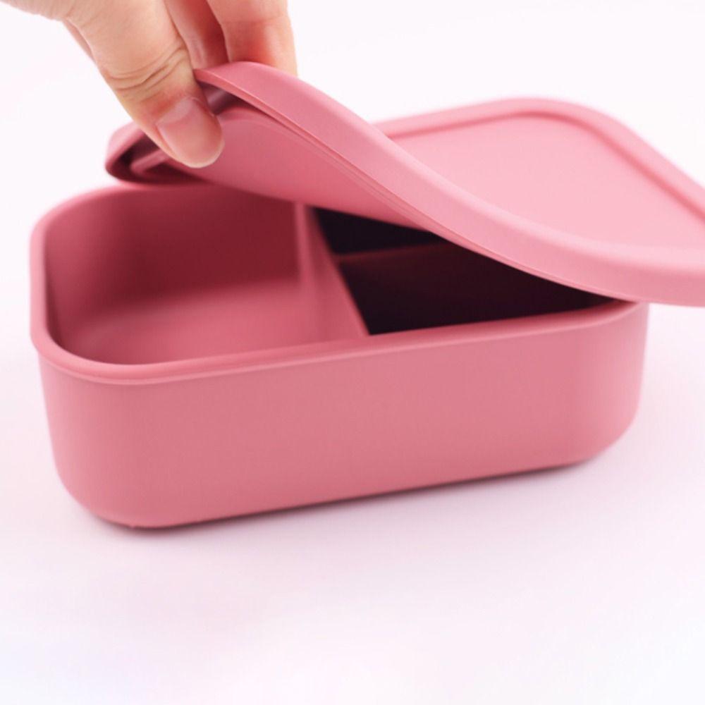 Microwavable Silicone Lunch Box 3 Compartments Picnic box Fresh-Keeping Box Lunch Container  School