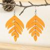 Fashion Cutting Laser Wooden Drop Earrings Set Ethnic Cute Beautiful Leaf Feather Geometry Colorful  Hanging Dangle Zircon