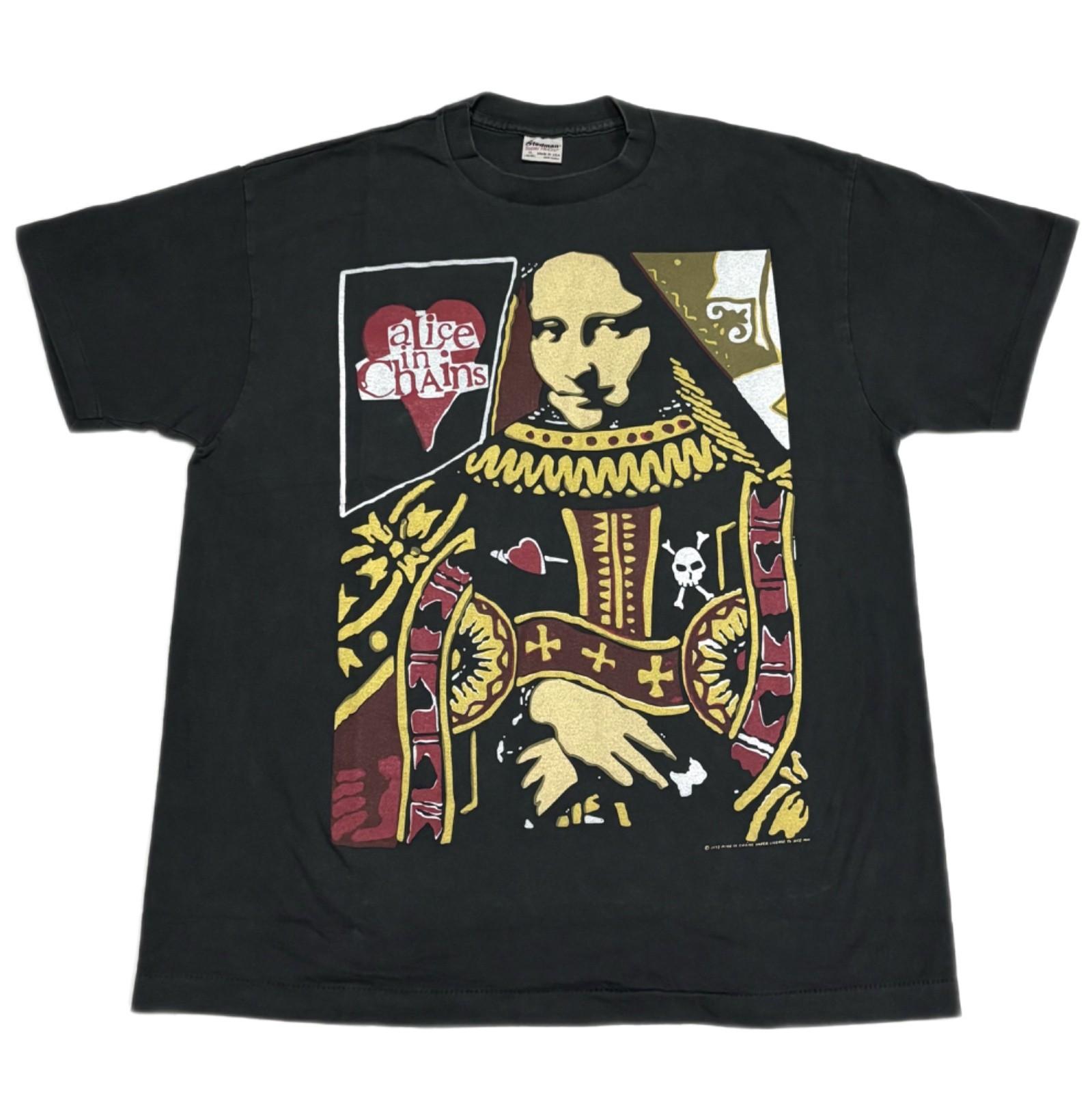 Vintage Alice In Chains Queen Of Hearts 1993 Tour 90s Band XL REPRINT Unisex T-Shirt S