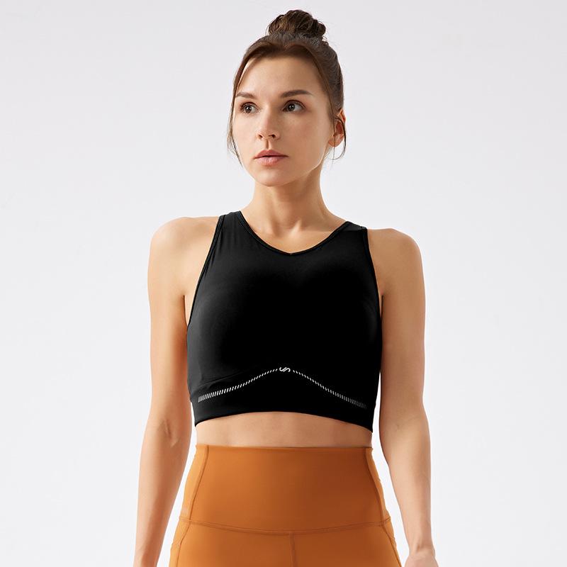 

Ударопрочный спортивный бюстгальтер для бега и фитнеса высокой интенсивности с фиксированными вкладышами для женщин Medium чёрный
