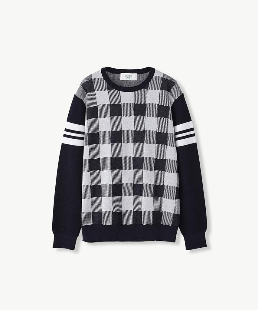 STCO Diems Cool Touch Check Round Knit_Navy (Classic Fit)_Dgkva01Ccn