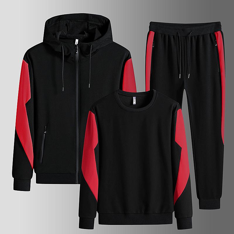 Pánské podzimní mikiny Soupravy Mikina s kapucí O Neck + Cardigan Mikiny+Dlouhé kalhoty Sady 3 ks Pánské tepláky Sportovní oblečení