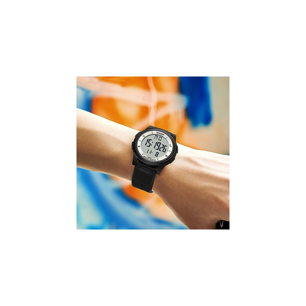 Timever Digital Men's Watch Slim Lightweight Waterproof LED Alarm Sports Stopwatch with Japanese Manual