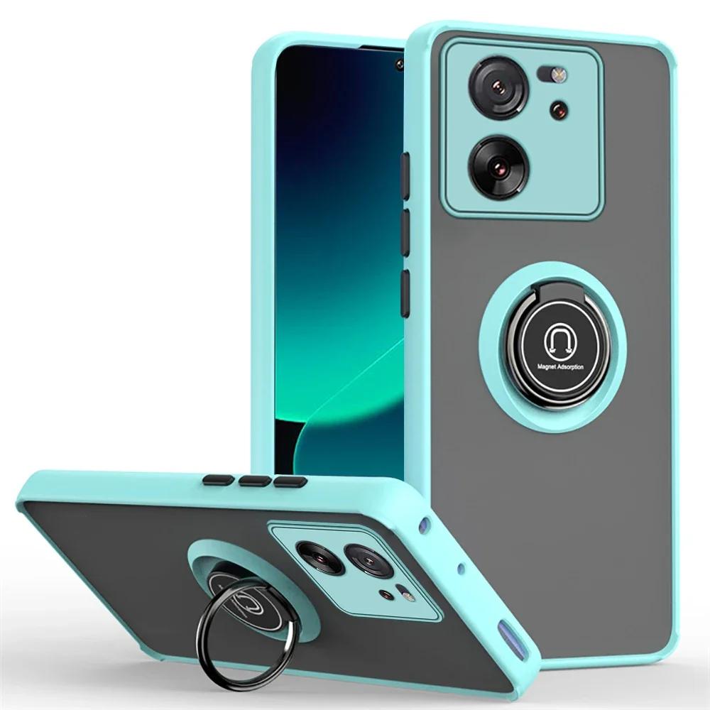 

Чехол Armor Matte для Xiaomi 13T Pro, чехол с магнитным кольцом и подставкой, чехол Funda For Xiaomi 13T Pro небесно-голубой