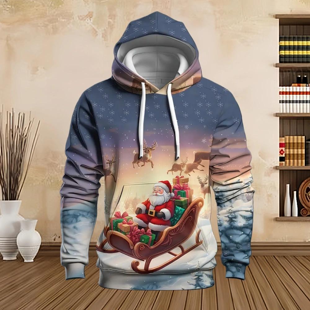 Men's Christmas Beer Hooded Sweater Christmas Party Long Sleeve with Drawstring Hoodies Comfortable Oversize Sweatshirt for Men