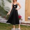 Ladies' Color Sleeveless Casual Vacation Travel Suspender Hollow Dress