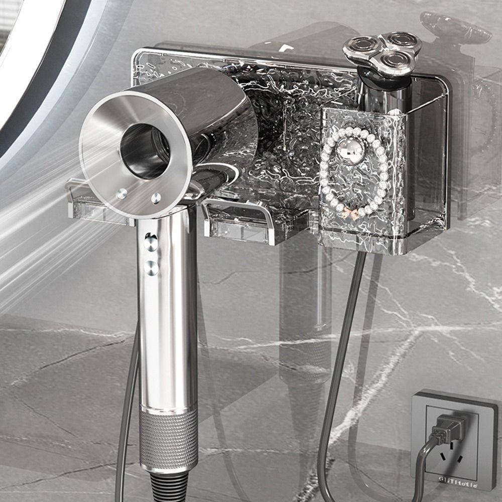 Punch Free Hair Dryer Rack Wall-mounted Hair Tool Storage Rack Durable Bathroom Accessories