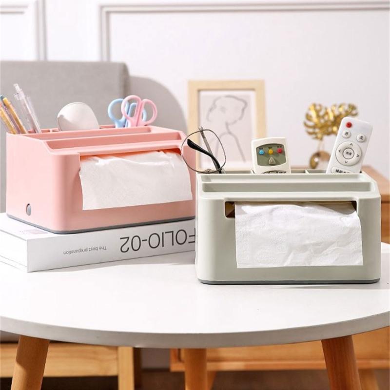 Household Napkin Tissue Box Multifunctional Storage Remote Control Holder Sundries Boxes for Room, Bathroom
