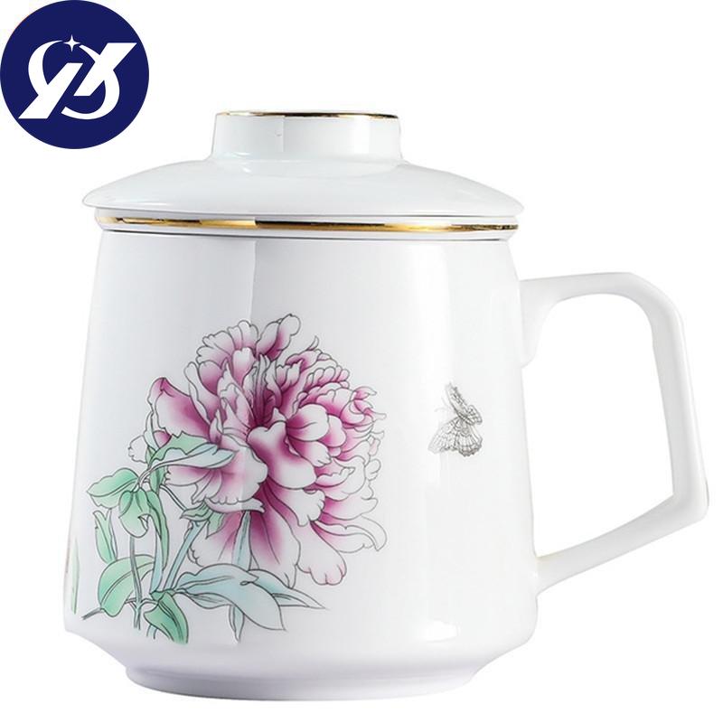 Keramický oddělovací šálek na čaj Porcelánové ručně malované šálky s filtrem Kreativní barevná glazura Kancelářský hrnek na vodu Nádobí na pití