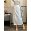 New Chinese Style Buckle Versatile Temperament Slit Skirt Summer New Retro High Waist Mid-length Skirt