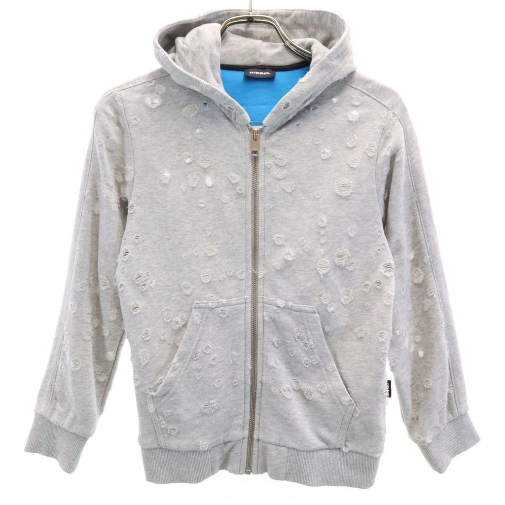 DIESEL Long sleeve distressed sweatshirt Zip hoodie 8 Gray Women Used