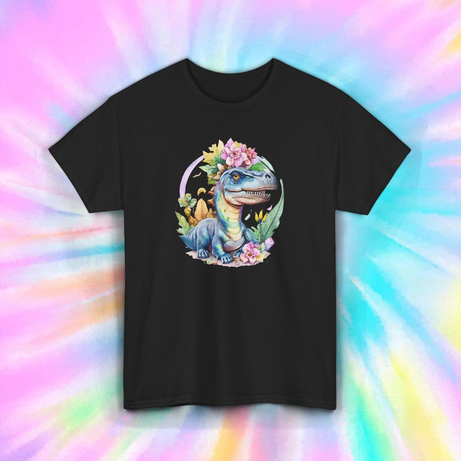 Cute Dinosaur Shirt Watercolor Floral Raptor Aesthetic Jurassic Fan S-5XL S