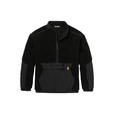 Timberland Outdoor Remix Špeciálna séria Farebný blok Stojací golier Teplá Mikina z flísu na bežné nosenie na polovičný zips Unisex bunda Čierna A5URK-001