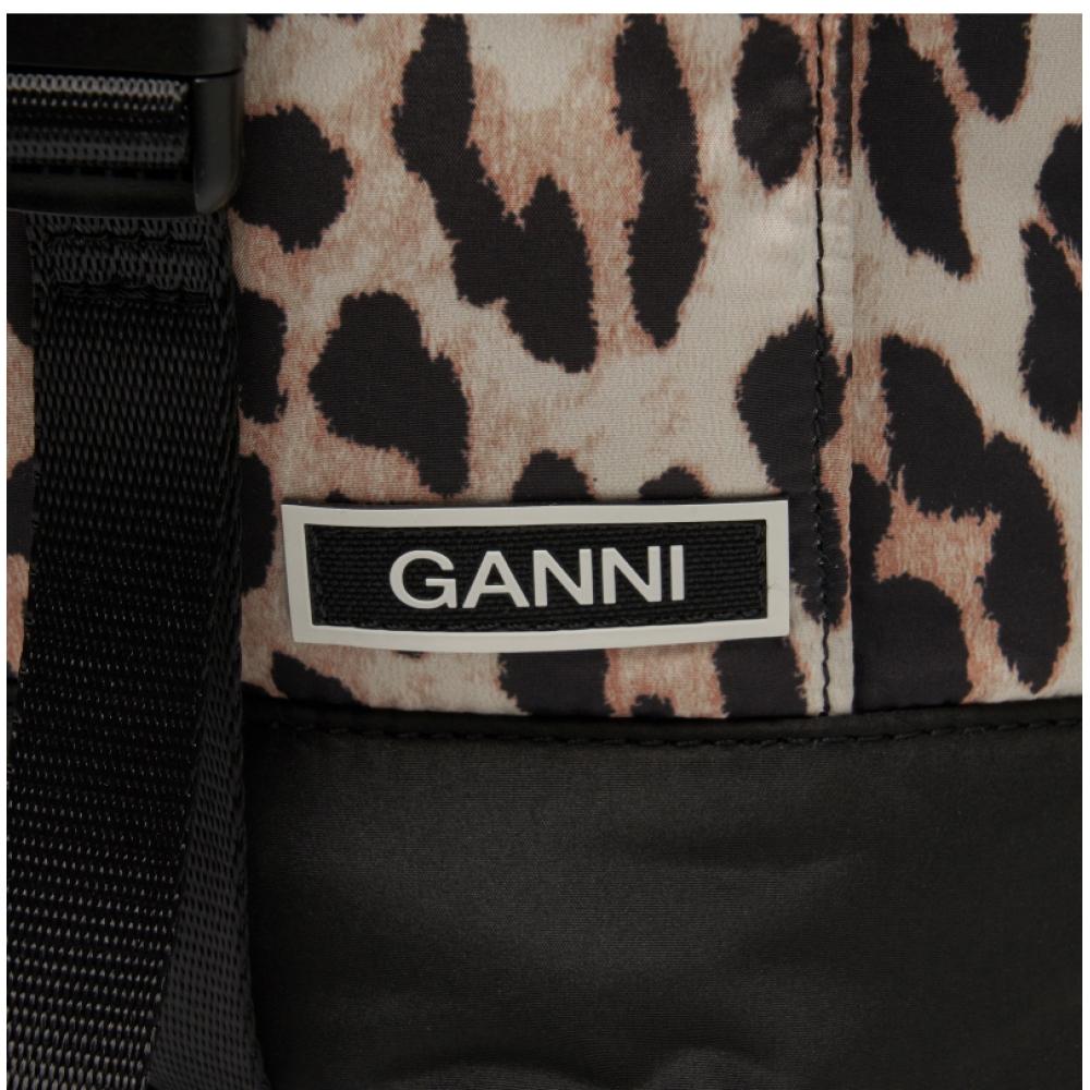Ganni A4757 943 Leopard Print Tech Backpack