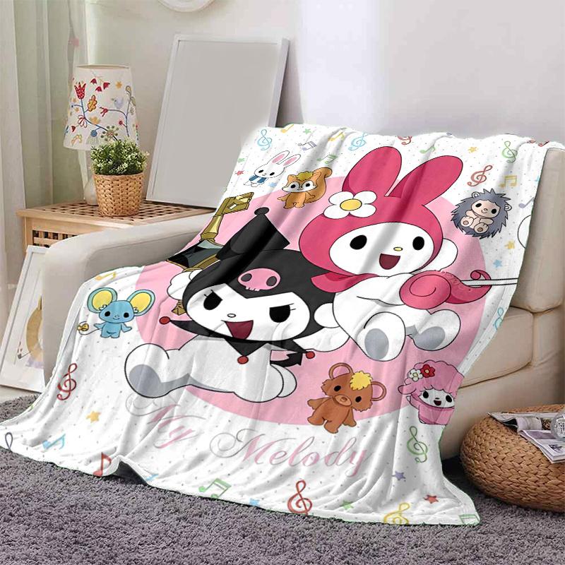 1pc My Melody and Friends Blanket, Soft Throw for Room Decor, Perfect Gift for Family and Friend, Seasonal Use Home Decoration, Cozy Bedding Accessory