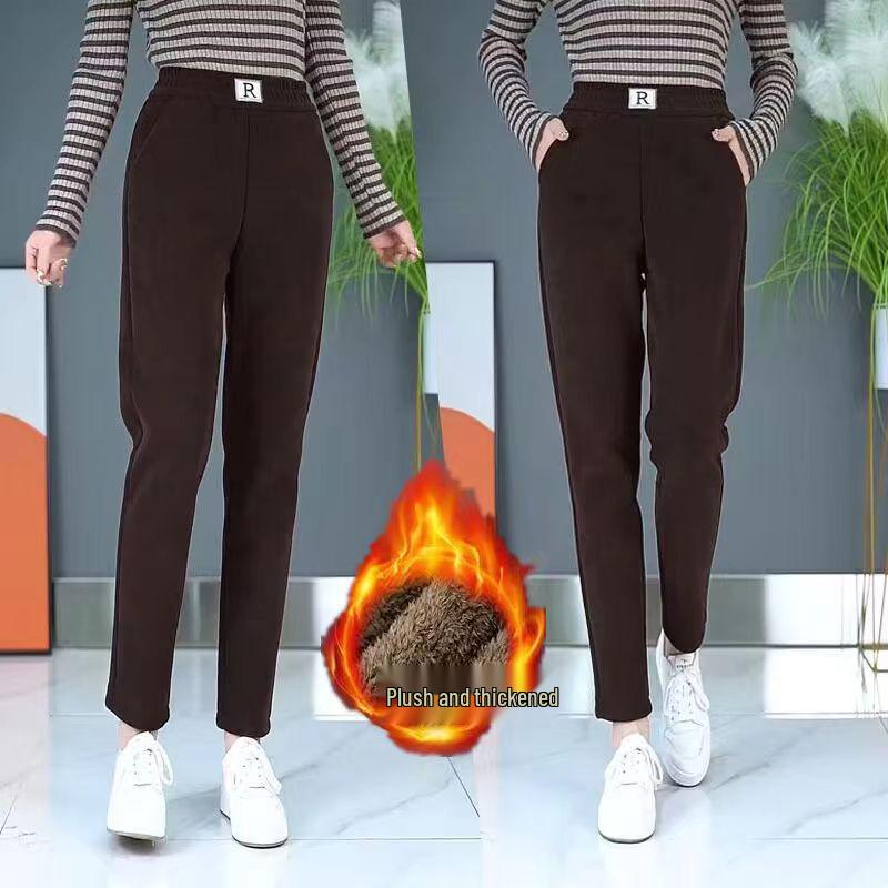 Women's Velvety Thick Chenille Straight Harem Pants - Loose, Large Size, with Pockets In Autumn/Winter Corduroy.