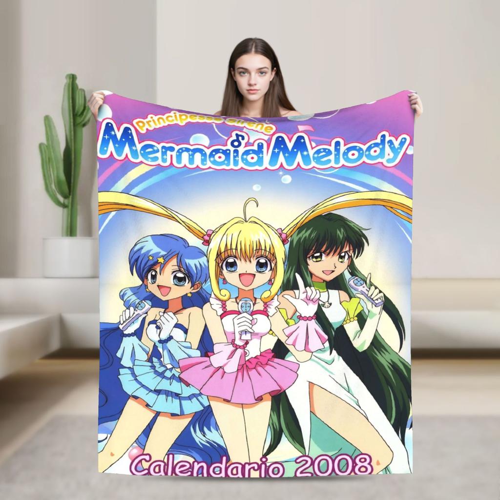Mermaid Melody Pichi Pichi Pitch Flannel Blanket Winter  Warm Throw Blanket for Kids Couch Chair Funny Bedspread Sofa Bed Cover