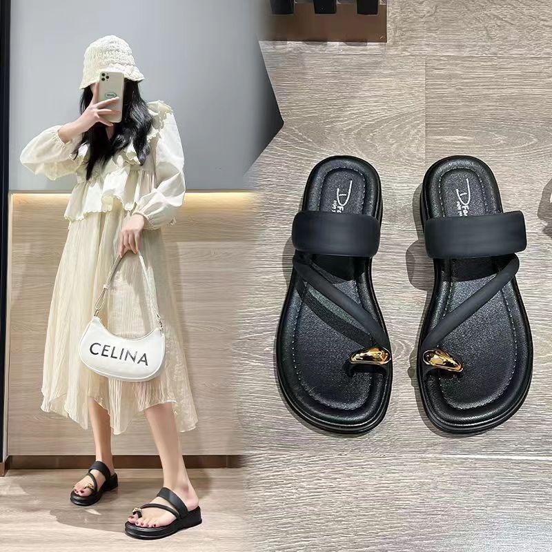 Women's slippers summer cover toe cool slippers season wear new versatile small thick bottom sandals