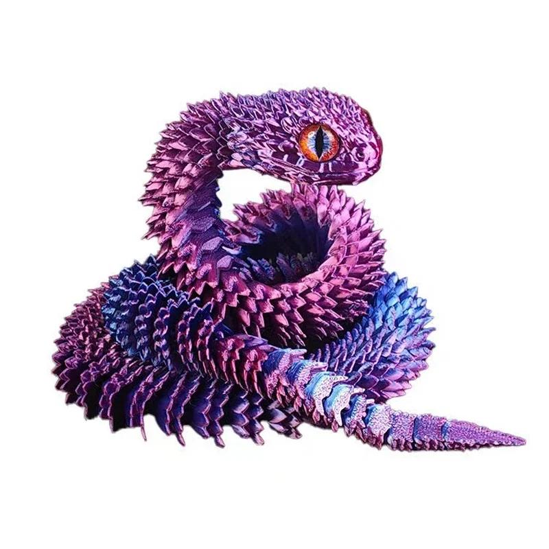 3D Printed Snake Egg Creative Decompression Snake Mold Movable Rotatable Articulated Desktop Ornament Realistic Animals Kid Toy