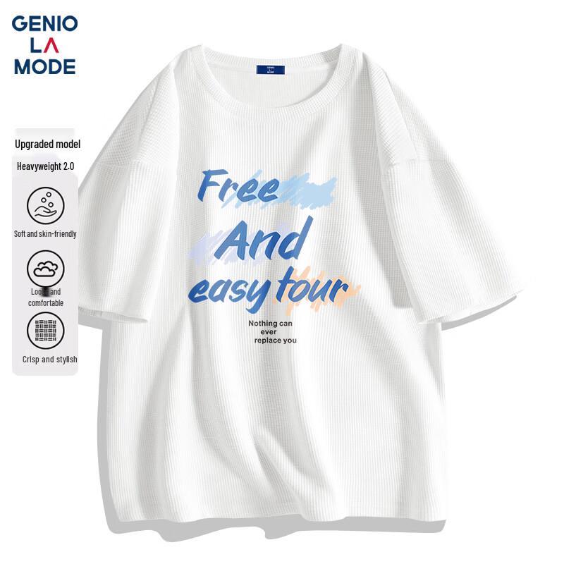 GENIOLAMODE Men s Waffle Knit Short Sleeve T-Shirt L