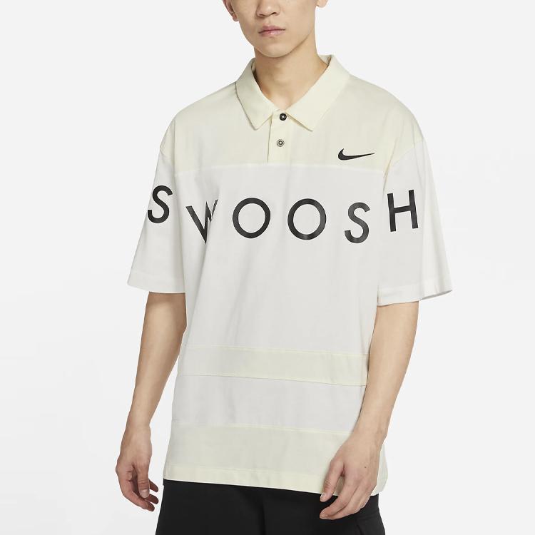 Nike Sportswear Swoosh Logo Contrast Loose-Fit Polo Men Tops Sail DJ5370-110