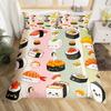 Sushi Duvet Cover Twin Japanese Cherry Blossoms Bedding Set for Girls Boys Room Decor Kawaii Sushi Japan Food Comforter Cover