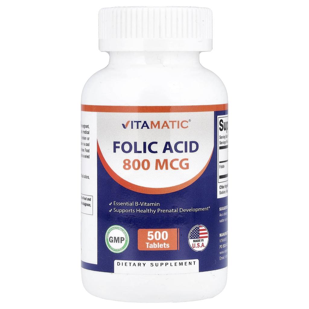 Vitamatic Folic Acid, 800 Mcg, 500 Tablets
