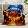 1PC Basketball On Fire And Ice Flannel Blanket Gift, Suitable for Both Men And Women, Soft Ideal for Beds And Sofa, Birthday Or Christmas Gift