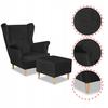 Angelo Wing Chair with Footrest Scandinavian Family Meble Black Velvet