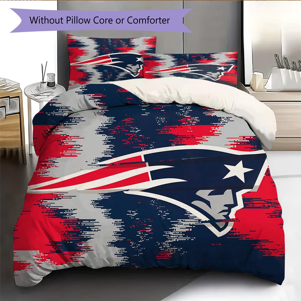 New England Patriots Pattern Bedding Quilt Set Home Decoration Gift (1 * Duvet Cover + 2 * Pillowcase Without Core)