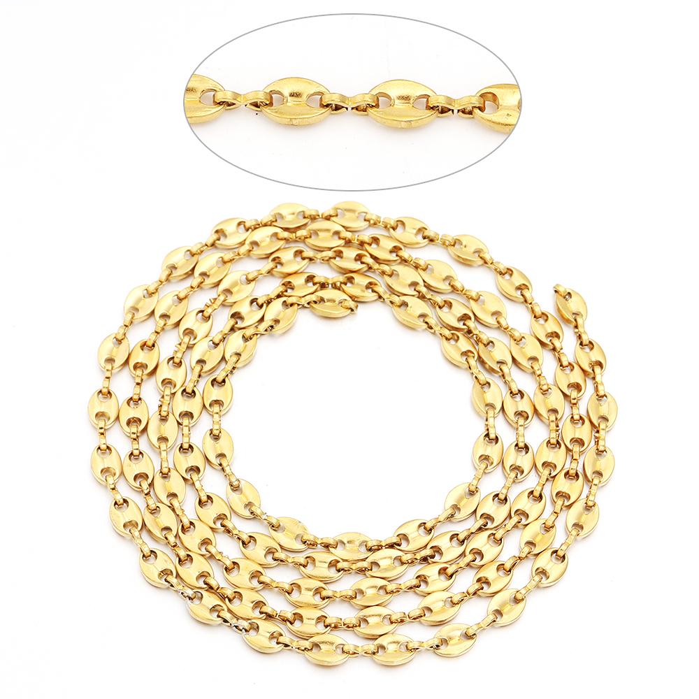 1Meters Stainless Steel Chain Pig Nose Chains Coffee Bean Chains For Jewelry Making DIY Bracelet Necklace Chain Supplies