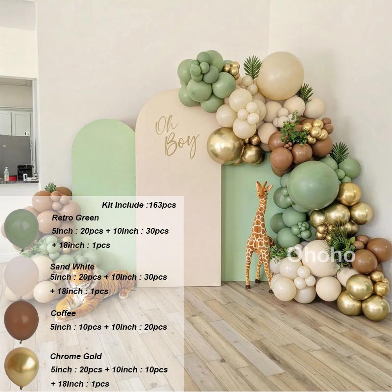 Beige Green Balloon Garland Arch Kit Baby Shower Boy Girl Birthday Party Decoration Wedding Engagement Green Balloon Set Baptism Christening