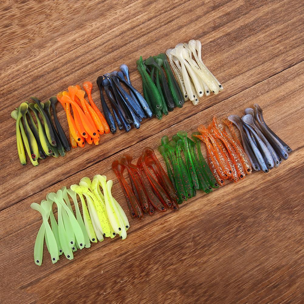 55mm Simulation Artificial Small Fish Soft Fishing Lure Baits with T Tail Accessory