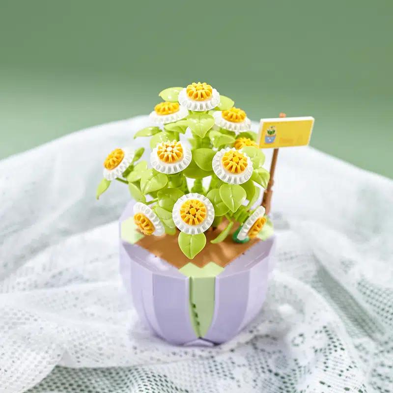 Mini Blocks Bouquet Rose Flowers Building Blocks Home Furnishings Bricks Assembling DIY Toy for Girls