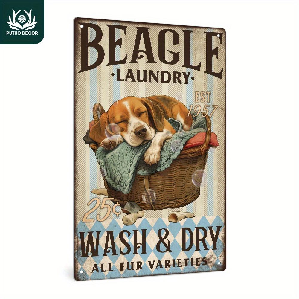 

Vintage Beagle Laundry Est Wash Dry All Fur Varieties Funny Dog Metal Tin Sign Iron Painting Wall Art Plaque for Laundr 20x30cm（7.8x11.8inch）