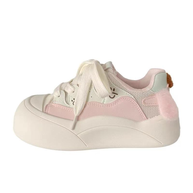 Thick-soled pink 22 autumn new chic niche board shoes sports bread shoes