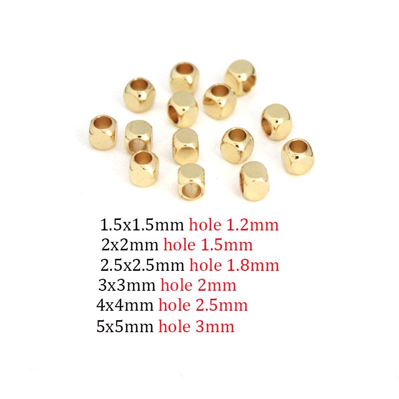 50Pcs 1.5-5mm Stainless Steel Square Big Hole Bead Cube Spacer Loose Beads for DIY Necklace Bracelet Jewelry Making Accessories